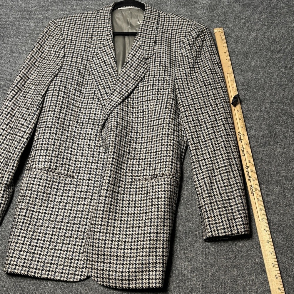 British Tailor Blazer Mens Large Gray Houndstooth Tweed Sport Coat Peter So - Picture 14 of 16